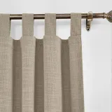 CUSTOM Liz Grey Beige Polyester Linen Window Curtain Drapery with Lined