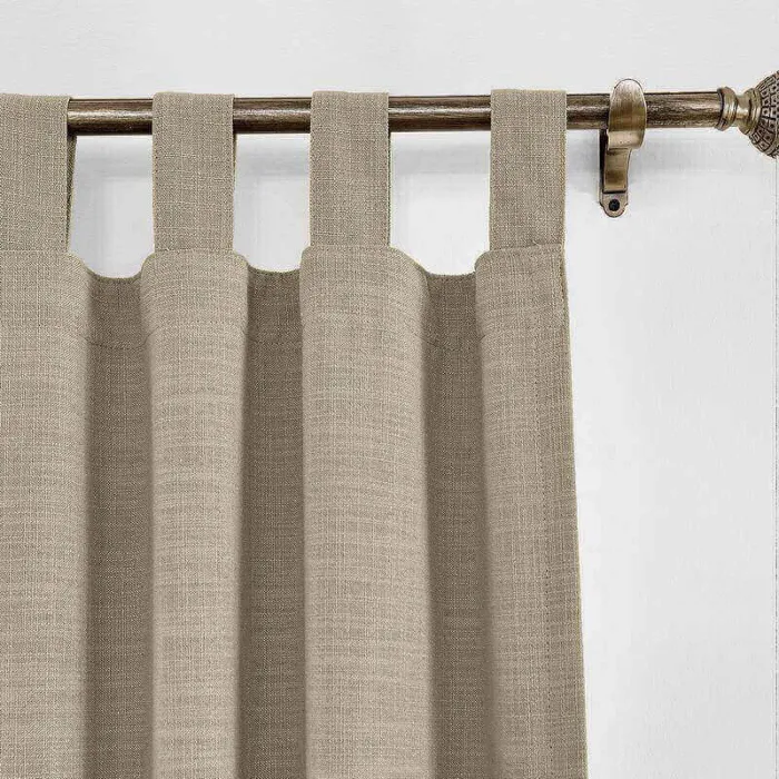 CUSTOM Liz Grey Beige Polyester Linen Window Curtain Drapery with Lined