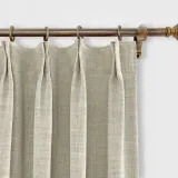CUSTOM Liz Sand Beige Polyester Linen Window Curtain Drapery with Lined