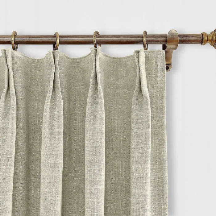 CUSTOM Liz Sand Beige Polyester Linen Window Curtain Drapery with Lined