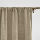 CUSTOM Liz Grey Beige Polyester Linen Window Curtain Drapery with Lined