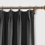 Pinch Pleated Faux Linen Window Curtain with Blackout Lined LIZ