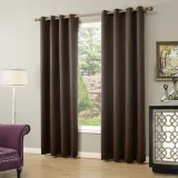 Set of 2 Antique Bronze Grommet Thermal Insulated Blackout Curtain Paz