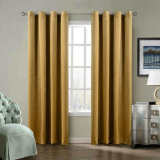 Set of 2 Velvet Curtain Panel in Nickel Grommet Unlined Drape Birkin