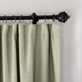 Flat Hook Heavyweight Faux Linen Curtain For Traverse Rod Ring Clip or Track Olive