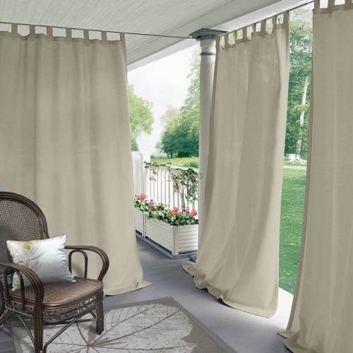 【Custom】Edoardo Outdoor Curtain Aluminum Grommet, Windproof Waterproof and Mildew Resistant Patio Cabana Porch Gazebo Panel Drapery, 14 Colors