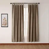 Textured Faux Linen Window Curtain Tab Top Drapery Olive