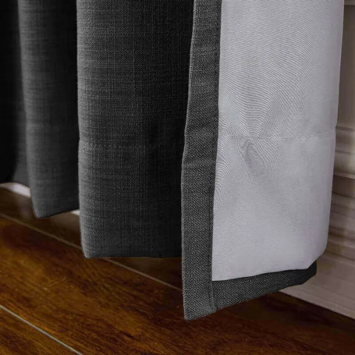 CUSTOM Liz Black Polyester Linen Window Curtain Drapery with Lined