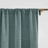 CUSTOM Liz Blue Grey Polyester Linen Window Curtain Drapery with Lined