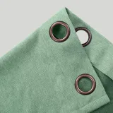 Antique Bronze Grommet Faux Linen Curtain Panel Olive