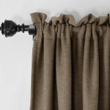Rod Pocket Faux Linen Textured Curtain Drape Olive