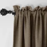 Rod Pocket Faux Linen Textured Curtain Drape Olive