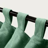 Textured Faux Linen Window Curtain Tab Top Drapery Olive