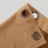 Antique Bronze Grommet Faux Linen Curtain Panel Olive