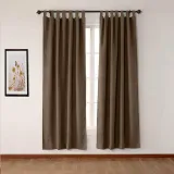 Textured Faux Linen Window Curtain Tab Top Drapery Olive