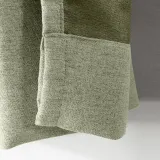 Antique Bronze Grommet Faux Linen Curtain Panel Olive