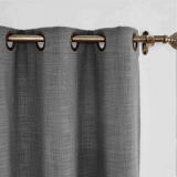 Antique Bronze Grommet Fuax Linen Window Curtain with Blackout Lined LIZ