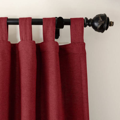 Textured Faux Linen Window Curtain Tab Top Drapery Olive