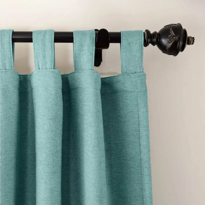 Textured Faux Linen Window Curtain Tab Top Drapery Olive