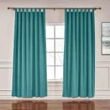 CUSTOM Liz Everglade Teal Polyester Linen Window Curtain Drapery with Lined