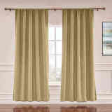 CUSTOM Liz Khaki Yellow Polyester Linen Window Curtain Drapery with Lined