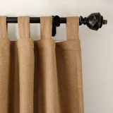 Textured Faux Linen Window Curtain Tab Top Drapery Olive