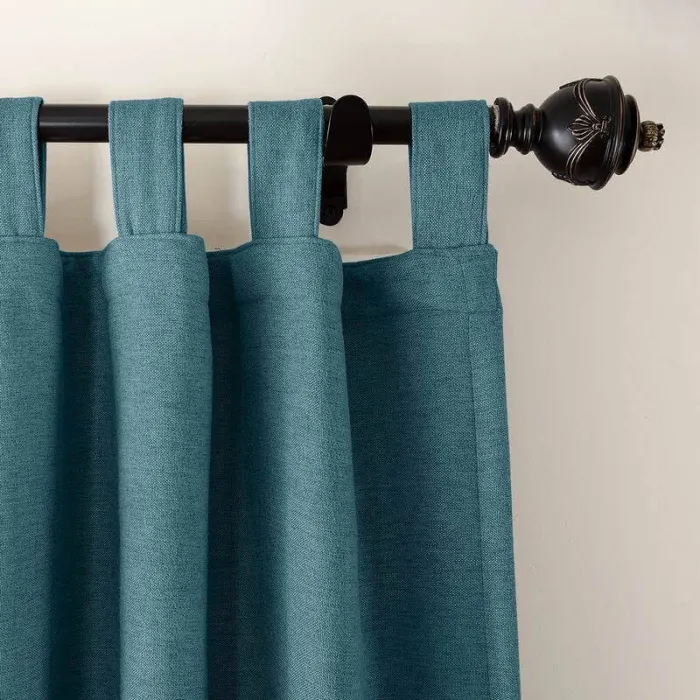Textured Faux Linen Window Curtain Tab Top Drapery Olive