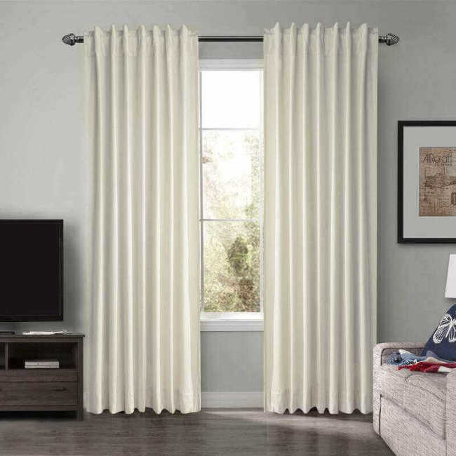 CUSTOM Birkin Beige Velvet Curtain Drapery With Lining For Traverse Rod Pole or Track