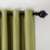 Antique Bronze Grommet Faux Linen Curtain Panel Olive