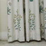 Botanical Floral Print Polyester Cotton Blackout Lining Curtain Drape BQ6632