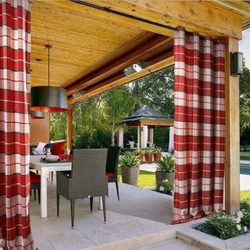 Antique Bronze Grommet Plaid Gingham Check Outdoor Curtain Jones