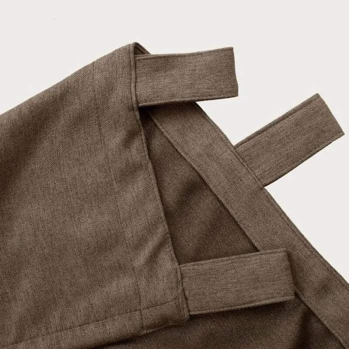 Textured Faux Linen Window Curtain Tab Top Drapery Olive