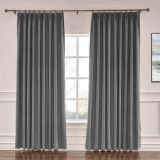 Pinch Pleated Faux Linen Window Curtain with Blackout Lined LIZ