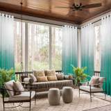 Nickel Grommet Gradient Ombre Sheer Curtain Tulle Gradual Drape HANNA
