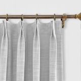 CUSTOM Liz Beige White Polyester Linen Window Curtain Drapery with Lined