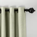 Antique Bronze Grommet Faux Linen Curtain Panel Olive