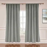 CUSTOM Liz Rock Grey Polyester Linen Window Curtain Drapery with Lined