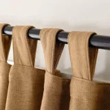 Textured Faux Linen Window Curtain Tab Top Drapery Olive