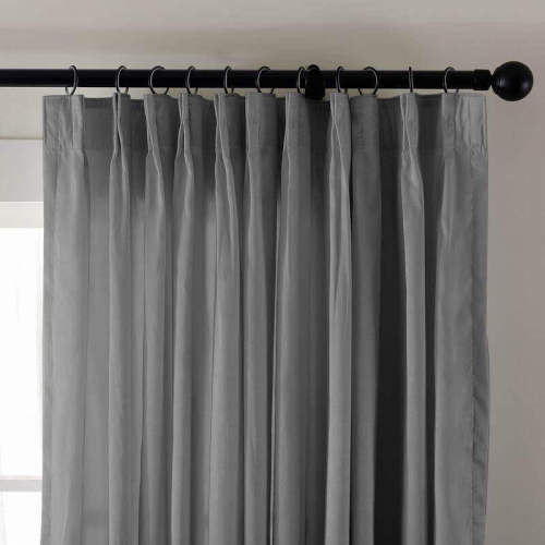 Pinch Pleated Textured Faux Dupioni Silk Drape Curtain with Blackout Lined Yun