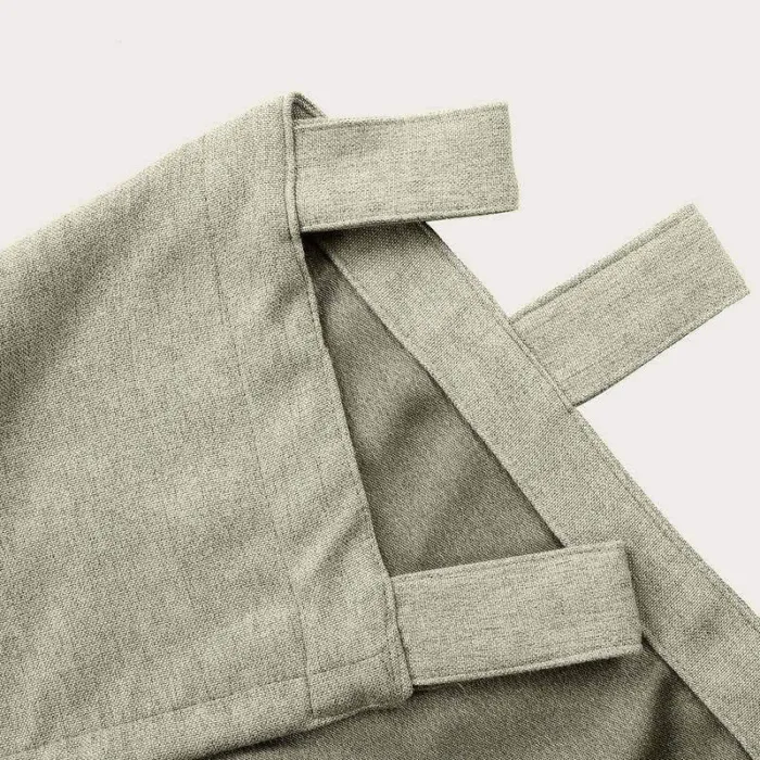 Textured Faux Linen Window Curtain Tab Top Drapery Olive