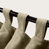 Textured Faux Linen Window Curtain Tab Top Drapery Olive