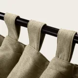 Textured Faux Linen Window Curtain Tab Top Drapery Olive