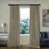 CUSTOM Birkin Gray Beige Velvet Curtain Drapery With Lining For Traverse Rod Pole or Track