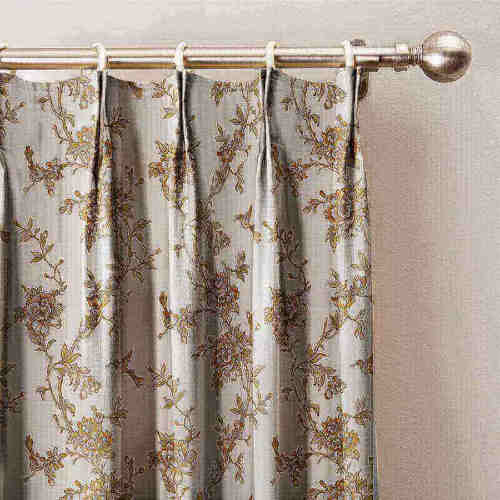 Spring Flowers Print Cotton Curtains Pinch Pleated Blackout Lining Darpes Panel