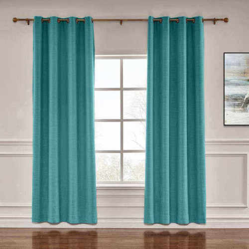 CUSTOM Liz Everglade Teal Polyester Linen Window Curtain Drapery with Lined