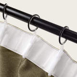 Flat Hook Heavyweight Faux Linen Curtain For Traverse Rod Ring Clip or Track Olive