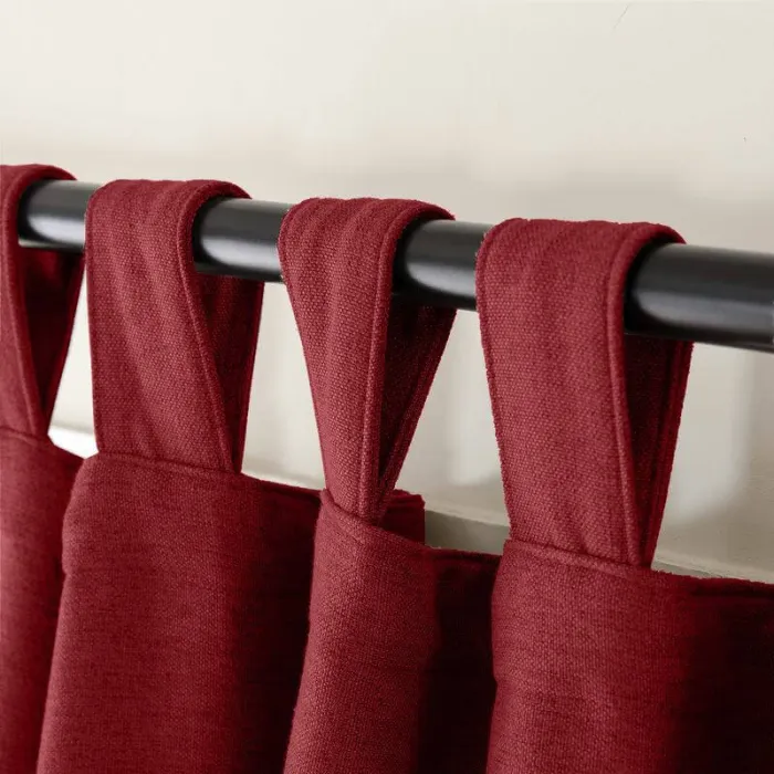 Textured Faux Linen Window Curtain Tab Top Drapery Olive