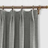 CUSTOM Liz Rock Grey Polyester Linen Window Curtain Drapery with Lined