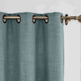 CUSTOM Liz Blue Grey Polyester Linen Window Curtain Drapery with Lined