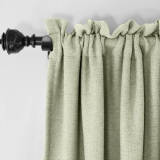 Rod Pocket Faux Linen Textured Curtain Drape Olive